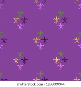 Mardi Gras Carnival seamless pattern with fleur-de-lis. Vector illustration EPS10.