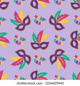 Mardi Gras carnival seamless pattern.