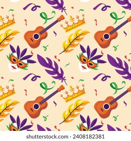 Carnaval de Mardi Gras. Fondo del patrón de Mardi Gras. Diseño de ilustración vectorial. Patrón de Mardi Gras para afiche, pancarta, volante, tarjeta de saludo, post, portada, invitación.