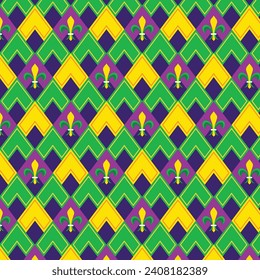 Mardi Gras carnival Seamless pattern. Mardi Gras pattern background. Vector illustration design. Mardi Gras pattern for Poster, Banner, Flyer, Greeting Card, Post, Cover, Invitation.