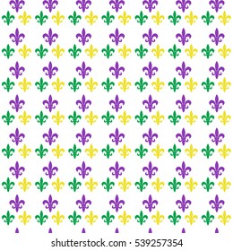 Mardi Gras Carnival seamless pattern with fleur-de-lis. Mardi Gras endless background, texture, wallpaper. Vector illustration