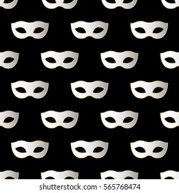 Mardi Gras Carnival seamless pattern with masks. Mardi Gras endless background, texture, wrapper. Vector illustration EPS10.