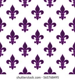 Mardi Gras Carnival seamless pattern with fleur-de-lis. Mardi Gras endless background, texture, wrapper. Vector illustration EPS10.