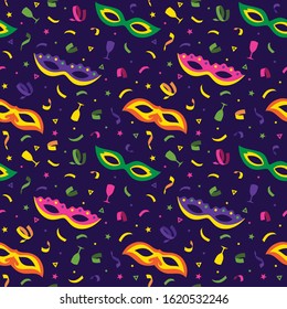 Mardi Gras carnival seamless patterns