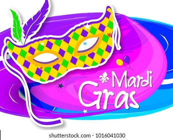 Mardi Gras carnival set icons, design element , flat style. Collection Mardi Gras, mask with feathers, beads, fleur de lis, comedy and tragedy, party decorations. illustration, clip art