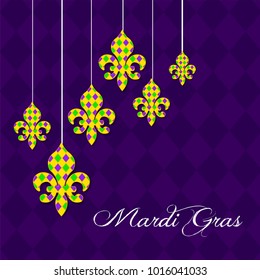 Mardi Gras carnival set icons, design element , flat style. Collection Mardi Gras, mask with feathers, beads, fleur de lis, comedy and tragedy, party decorations. illustration, clip art