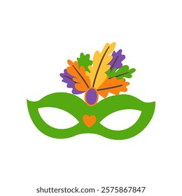 Mardi Gras carnival set icons, design element , flat style. Collection Mardi Gras comedy and tragedy, party decorations. Vector illustration, clip art isolate on white.