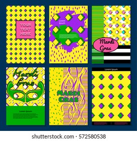 Mardi Gras carnival set poster. Vector illustration EPS 10.