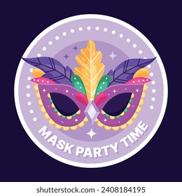 Vector Mardi Gras Stickers Set Masks Stock Vector (Royalty Free) 1736337350