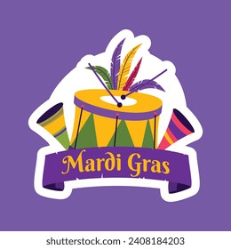 Mardi Gras carnival Sticker. Mardi Gras Sticker background. Vector illustration design. Mardi Gras Sticker.