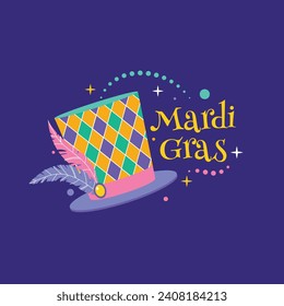 Mardi Gras carnival Sticker. Mardi Gras Sticker background. Vector illustration design. Mardi Gras Sticker.