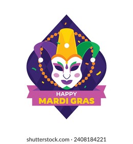 Mardi Gras Karneval Sticker. Mardi Gras Sticker Hintergrund. Vektorgrafik-Design. Mardi Gras Sticker.