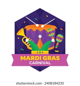 Mardi gras carnival stickers patches badges set Vector Image