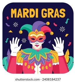 Vector Mardi Gras Stickers Set Masks Stock Vector (Royalty Free) 1736337350