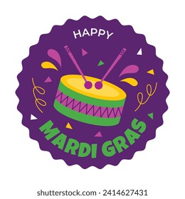 Mardi Gras carnival Sticker. Mardi Gras Sticker background. Vector illustration design. Mardi Gras Sticker.