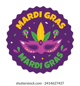 Mardi Gras carnival Sticker. Mardi Gras Sticker background. Vector illustration design. Mardi Gras Sticker.