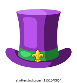 Mardi Gras carnival top hat. Illustration for traditional holiday or festival.