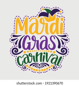 Mardi Gras Carnival Typography Vector Design 