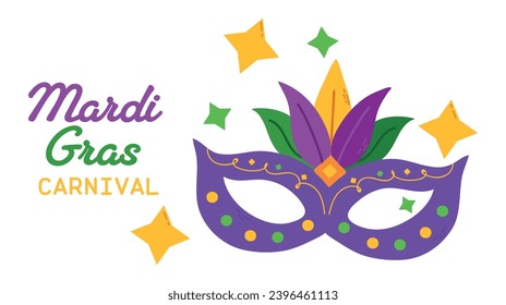 Ilustración de tarjetas vectoriales del carnaval de Mardi gras