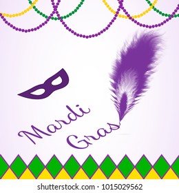 Mardi Gras carnival vector illustration with writing. Easy to edit template for your design projects.