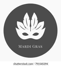 Mardi Gras carnival, vector illustration, flat concept, sticker, logo fucking design, black, gray, white, silhouette in a circle