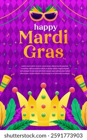 mardi gras carnival vertical banner illustration in gradient design