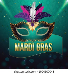 Mardi gras celebration with golden mask