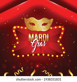 	
Mardi gras celebration with golden mask