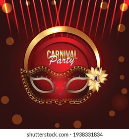 	
Mardi gras celebration with golden mask
