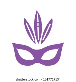 mardi gras celebration mask with feathers vector illustration design