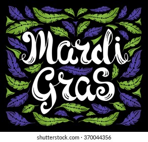 Mardi Gras celebration poster with calligraphy text - hand written letters