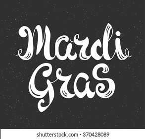 Mardi Gras celebration poster with calligraphy text - hand written letters