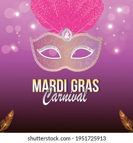 Mardi Gras Fest-Poster oder Flyer mit kreativer Karnevalmaske