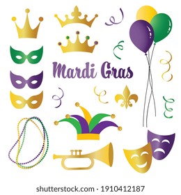 Mardi Gras Celebration Vector Icons