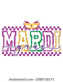 Mardi Gras Checker T-Shirt Design