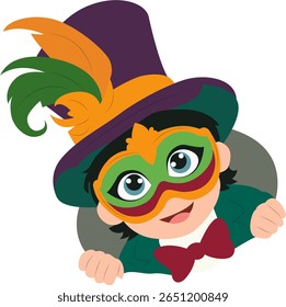 Mardi Gras Criança Máscara Fantasias Divertimento, feliz Carnaval de Veneza
