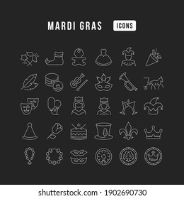 Mardi Gras. Sammlung von perfekt dünnen Symbolen für Webdesign, App und modernste Projekte. Das Set der Zeichen für die Kategorie Feiertage.