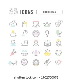 Mardi Gras. Collection of perfectly thin icons for web design, app, and the most modern projects. The kit of signs for category Holidays.