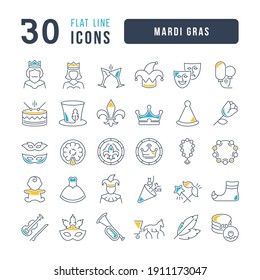 Mardi Gras. Collection of perfectly thin icons for web design, app, and the most modern projects. The kit of signs for category Holidays.