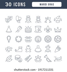 Mardi Gras. Collection of perfectly thin icons for web design, app, and the most modern projects. The kit of signs for category Holidays.