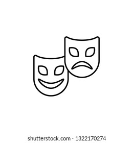 Mardi gras, comedy and tragedy masks icon. Simple thin line, outline vector of Mardi Gras icons for UI and UX, website or mobile application