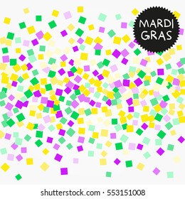 Mardi Gras confetti background. Golden, purple and green confetti for Mardi Gras.