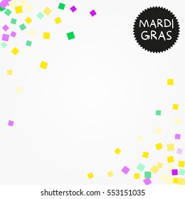 Mardi Gras confetti background. Golden, purple and green confetti for Mardi Gras.