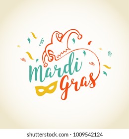 Mardi Gras. Confetti explosion. Vector background, greeting card.