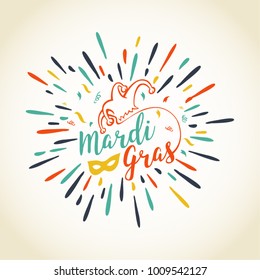 Mardi Gras. Confetti explosion. Vector background, greeting card.