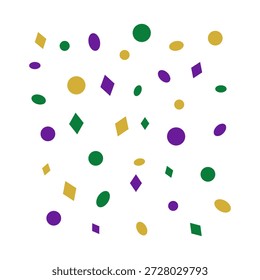 Mardi Gras Konfetti einzeln in den Farben Lila, Grün und Gold