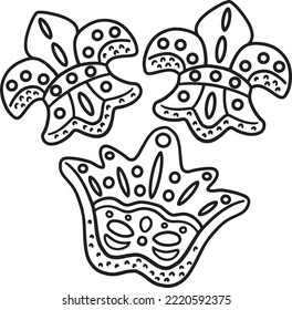 Mardi Gras Cookies Isolated Coloring Page for Kids