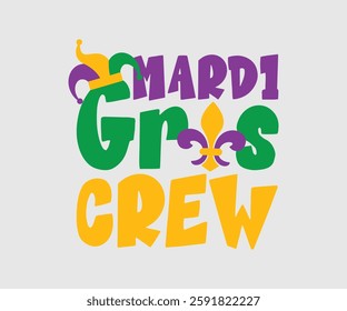 Mardi Gras Crew, Mardi Gras Design Idea, Retro Mardi Gras T-shirt - Fat Tuesday Carnival t shirt design