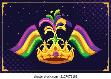 mardi gras crown and flags celebration