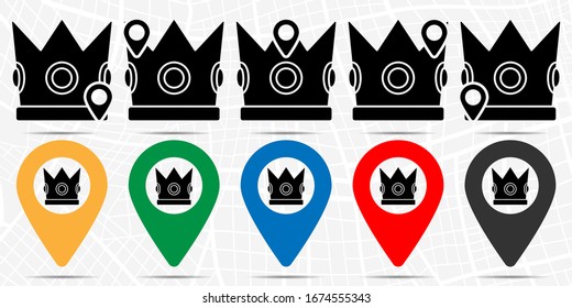 Mardi gras, crown icon in location set. Simple glyph, flat illustration element of mardi gras theme icons